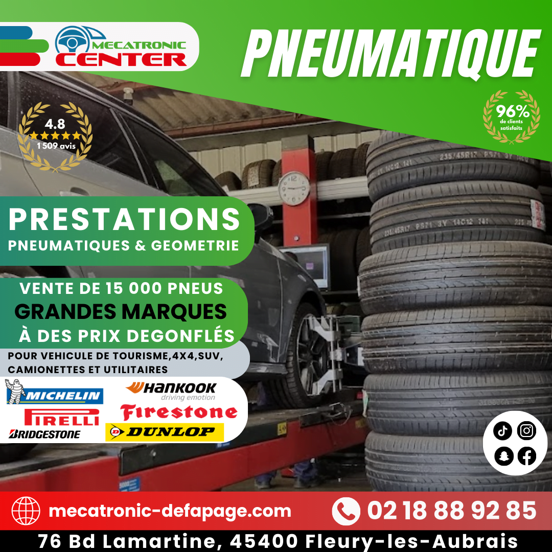 Pneumatiques, Géométrie et Parallélisme à Saran avec Meca Tronic Center